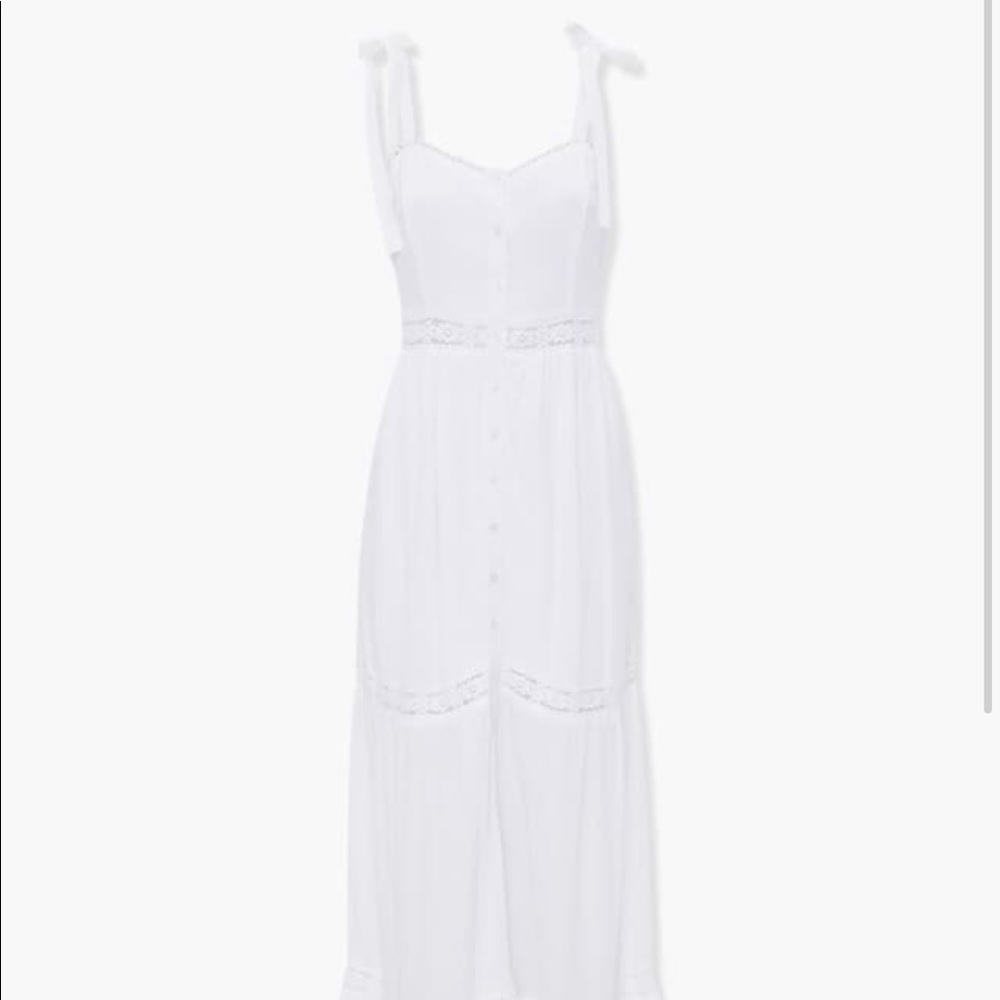 Crochet Trim White Maxi Dress